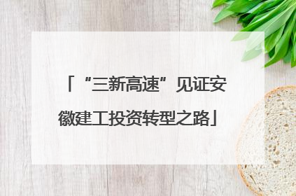“三新高速”见证安徽建工投资转型之路