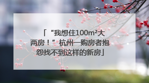 “我想住100m²大两房！”杭州一购房者抱怨找不到这样的新房