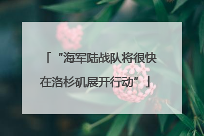“海军陆战队将很快在洛杉矶展开行动”