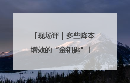 现场评｜多些降本增效的“金钥匙”