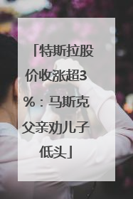 特斯拉股价收涨超3%：马斯克父亲劝儿子低头