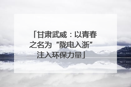甘肃武威：以青春之名为“陇电入浙”注入环保力量