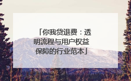 你我贷退费：透明流程与用户权益保障的行业范本