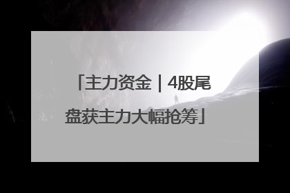 主力资金｜4股尾盘获主力大幅抢筹