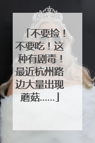 不要捡！不要吃！这种有剧毒！最近杭州路边大量出现蘑菇……