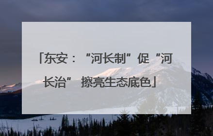 东安：“河长制”促“河长治” 擦亮生态底色