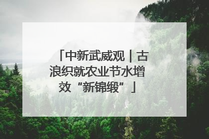 中新武威观｜古浪织就农业节水增效“新锦缎”