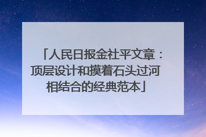 人民日报金社平文章：顶层设计和摸着石头过河相结合的经典范本