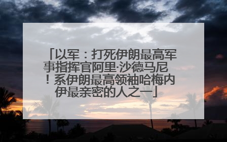 以军：打死伊朗最高军事指挥官阿里·沙德马尼！系伊朗最高领袖哈梅内伊最亲密的人之一