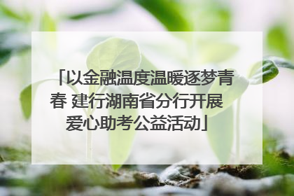 以金融温度温暖逐梦青春 建行湖南省分行开展爱心助考公益活动