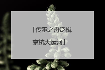 传承之舟泛楫京杭大运河