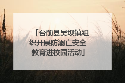 台前县吴坝镇组织开展防溺亡安全教育进校园活动