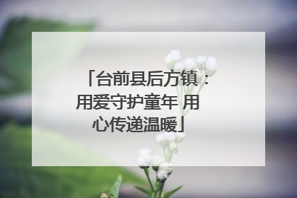 台前县后方镇：用爱守护童年 用心传递温暖