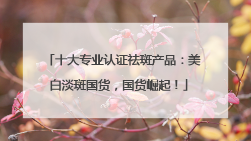 十大专业认证祛斑产品：美白淡斑国货，国货崛起！