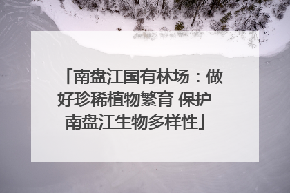 南盘江国有林场：做好珍稀植物繁育 保护南盘江生物多样性