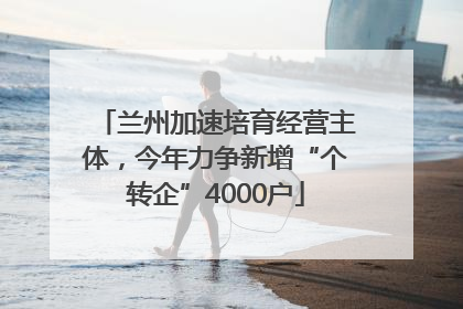 兰州加速培育经营主体，今年力争新增“个转企”4000户