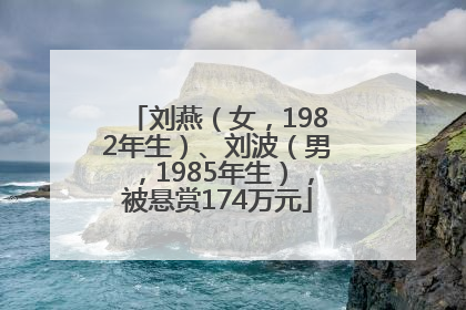 刘燕（女，1982年生）、刘波（男，1985年生），被悬赏174万元