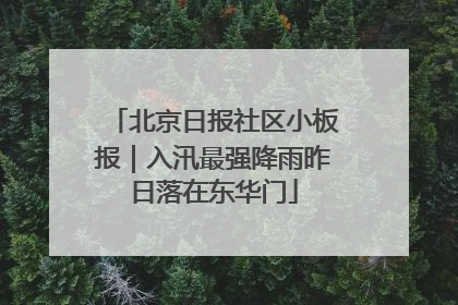 北京日报社区小板报｜入汛最强降雨昨日落在东华门
