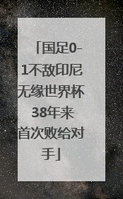 国足0-1不敌印尼无缘世界杯 38年来首次败给对手