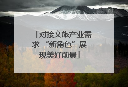 对接文旅产业需求 “新角色”展现美好前景