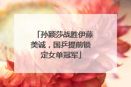 孙颖莎战胜伊藤美诚，国乒提前锁定女单冠军