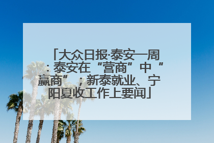 大众日报·泰安一周:泰安在“营商”中“赢商”;新泰就业、宁阳夏收工作上要闻