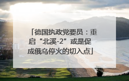 德国执政党要员：重启“北溪-2”或是促成俄乌停火的切入点