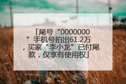尾号“0000000”手机号拍出61.2万，买家“李小龙”已付尾款，仅享有使用权