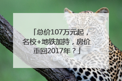 总价107万元起，名校+地铁加持，房价重回2017年？