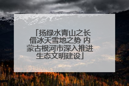 扬绿水青山之长 借冰天雪地之势 内蒙古根河市深入推进生态文明建设