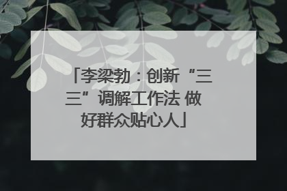李梁勃：创新“三三”调解工作法 做好群众贴心人