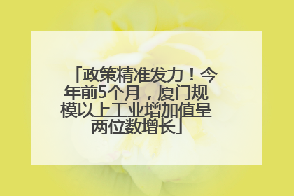 政策精准发力！今年前5个月，厦门规模以上工业增加值呈两位数增长