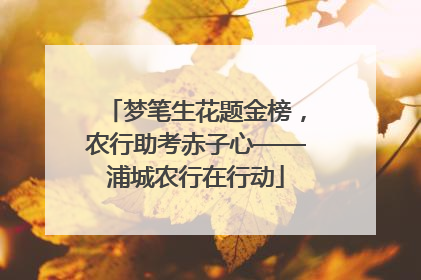 梦笔生花题金榜，农行助考赤子心——浦城农行在行动