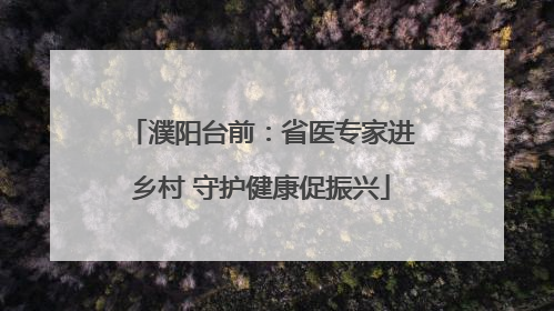 濮阳台前：省医专家进乡村 守护健康促振兴