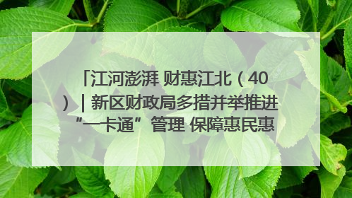 江河澎湃 财惠江北（40）｜新区财政局多措并举推进“一卡通”管理 保障惠民惠农补贴精准高效发放