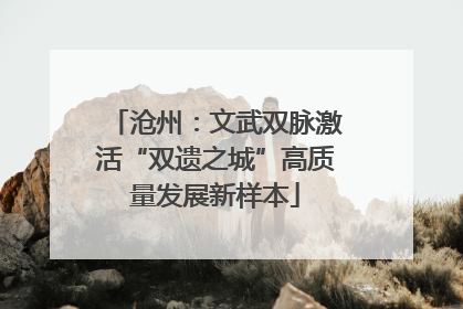 沧州：文武双脉激活“双遗之城”高质量发展新样本