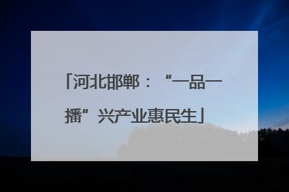 河北邯郸：“一品一播”兴产业惠民生