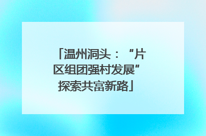 温州洞头：“片区组团强村发展”探索共富新路