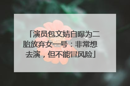演员包文婧自曝为二胎放弃女一号：非常想去演，但不能冒风险