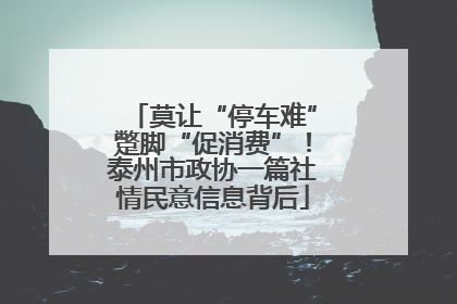 莫让“停车难”蹩脚“促消费”！泰州市政协一篇社情民意信息背后
