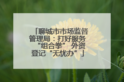聊城市市场监督管理局：打好服务“组合拳” 外资登记“无忧办”