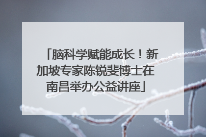 脑科学赋能成长！新加坡专家陈锐斐博士在南昌举办公益讲座