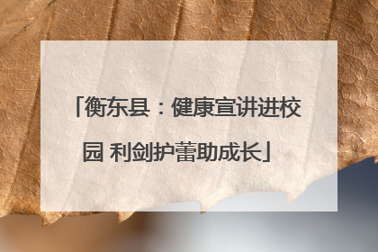 衡东县：健康宣讲进校园 利剑护蕾助成长