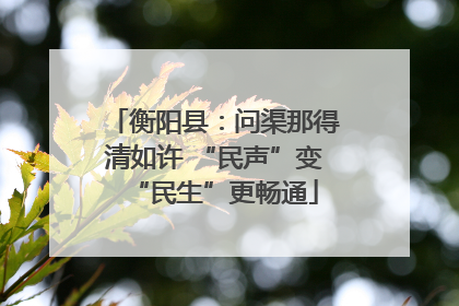 衡阳县：问渠那得清如许 “民声”变“民生”更畅通