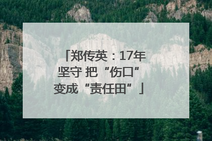 郑传英：17年坚守 把“伤口”变成“责任田”