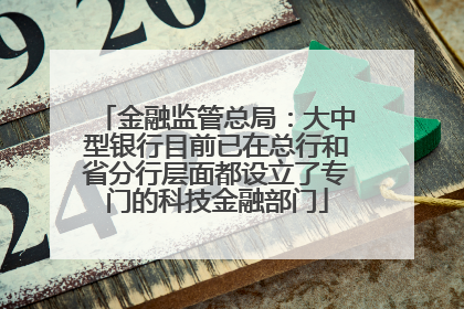 金融监管总局：大中型银行目前已在总行和省分行层面都设立了专门的科技金融部门
