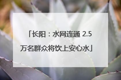 长阳：水网连通 2.5万名群众将饮上安心水