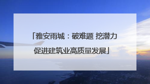 雅安雨城：破难题 挖潜力 促进建筑业高质量发展
