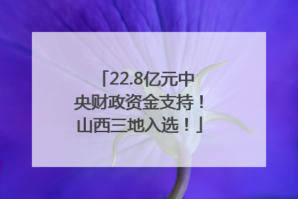 22.8亿元中央财政资金支持！山西三地入选！